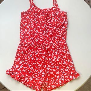 H&M | Red Floral Print Jumpsuit (Girls) - 5T/6